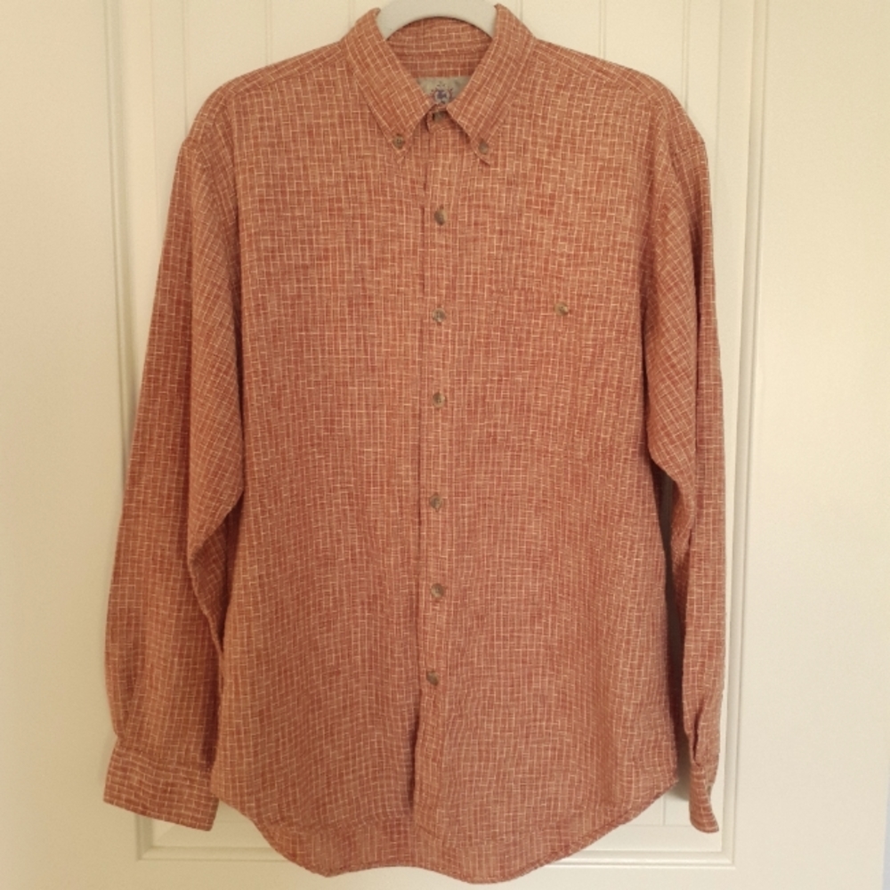 The Territory Ahead Button-Down Long Sleeve Cotton Shirt Brown Orange Size S